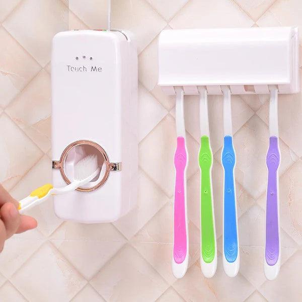 TOOTHPASTE DISPENSER HOLDER – DURABLE AUTOMATIC DISPENSER WITH STORAGE HOLDER