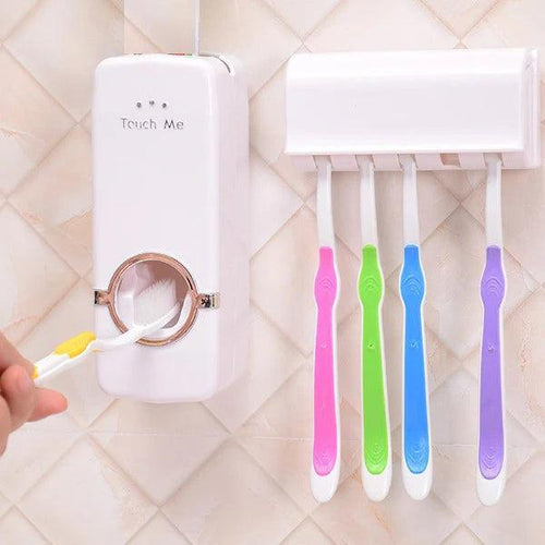TOOTHPASTE DISPENSER HOLDER – DURABLE AUTOMATIC DISPENSER WITH STORAGE HOLDER