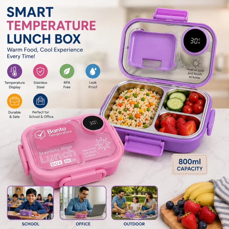 PRODESIRE™ STAINLESS STEEL BANTO LUNCH BOX WITH SPOON & SAUCE DIP