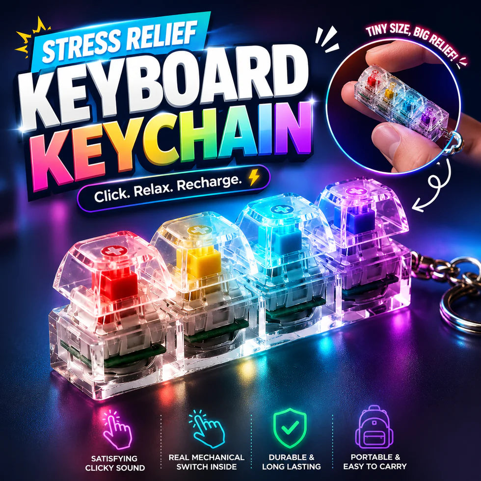 PRODESIRE™ KEYBOARD FIDGET STRESS RELIEF KEYCHAIN FOR KIDS & ADULTS