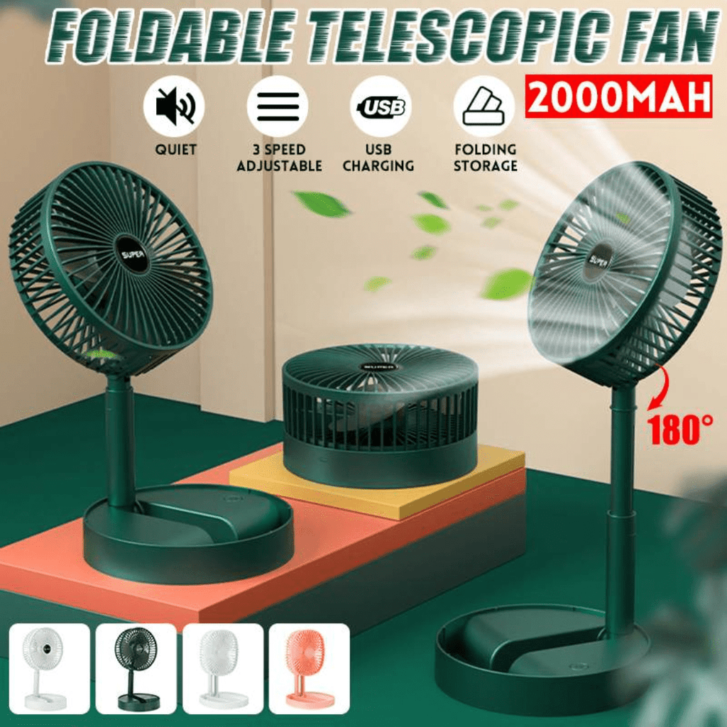 PRODESIRE™ TELESCOPIC RECHARGEABLE FOLDING FAN (IMPORTED)