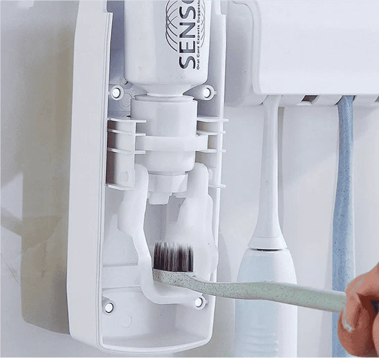 TOOTHPASTE DISPENSER HOLDER – DURABLE AUTOMATIC DISPENSER WITH STORAGE HOLDER