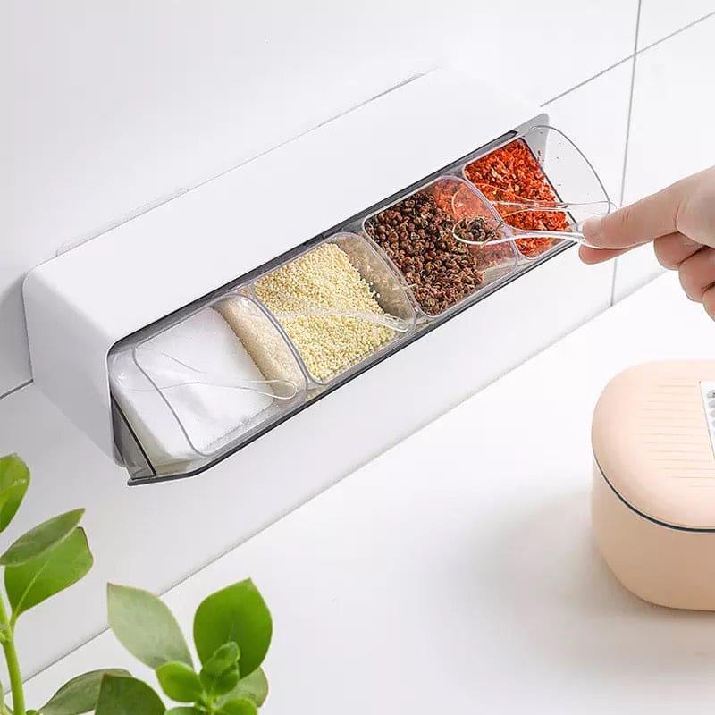 KITCHEN WALL ORGANIZER – 4-GRID SPICE STORAGE RACK