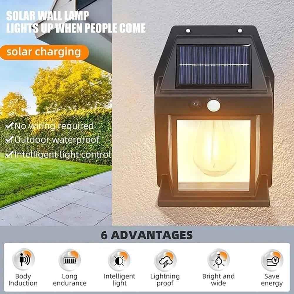 SOLAR POWERED OUTDOOR MOTION SENSOR LIGHT DUSK TO DAWN