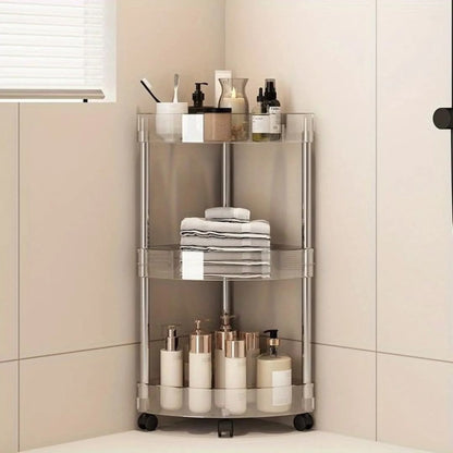 ACRYLIC CORNER TROLLEY WITH WHEELS