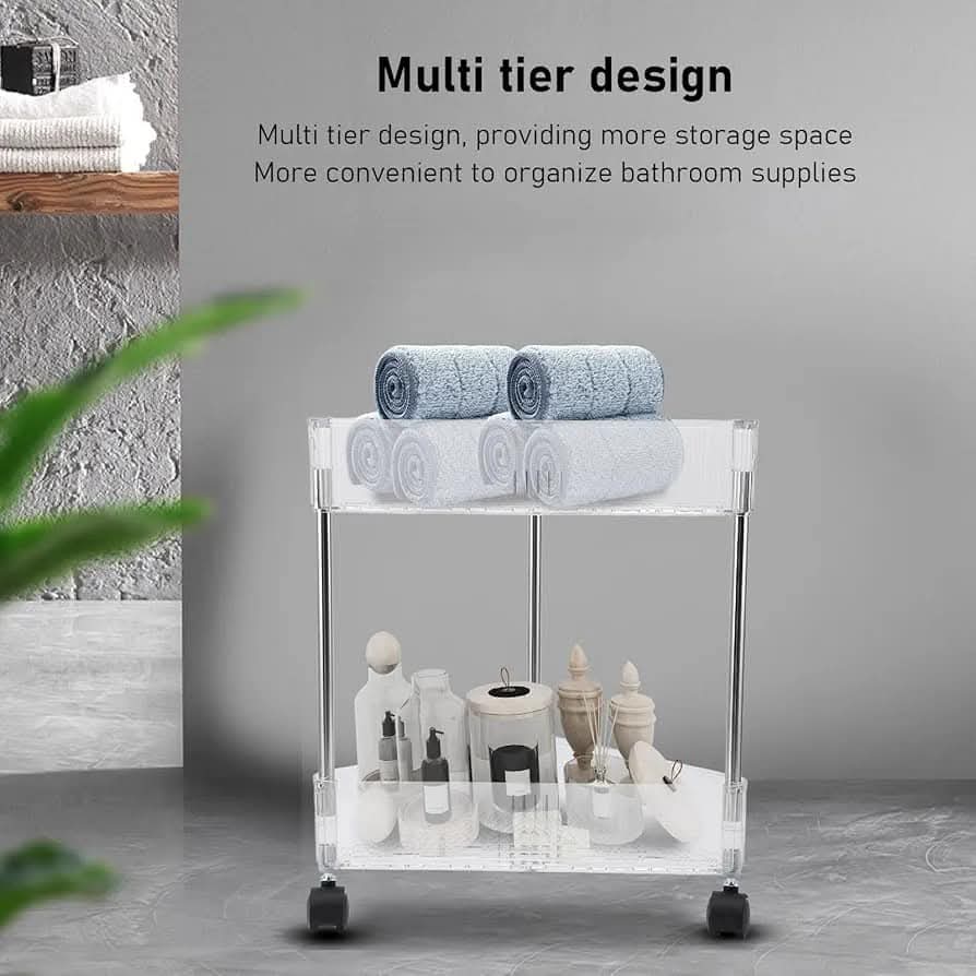 ACRYLIC CORNER TROLLEY WITH WHEELS