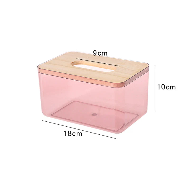 WOODEN COVER U-SHAPED WIDE MOUTH TISSUE BOX TRANSPARENT