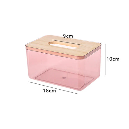 WOODEN COVER U-SHAPED WIDE MOUTH TISSUE BOX TRANSPARENT