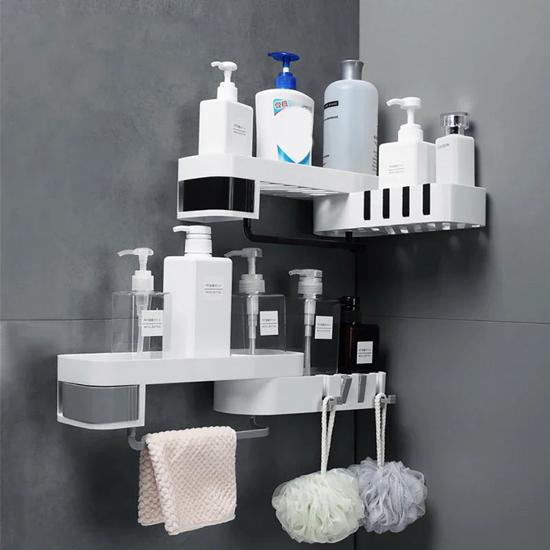 DURABLE CORNER BATHROOM SHELF FOR ORGANIZED STORAGE