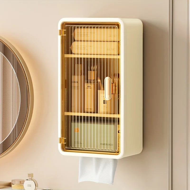 WALL HANGING MAKEUP DRAWER BOX WITH TISSUE COMPARTMENT