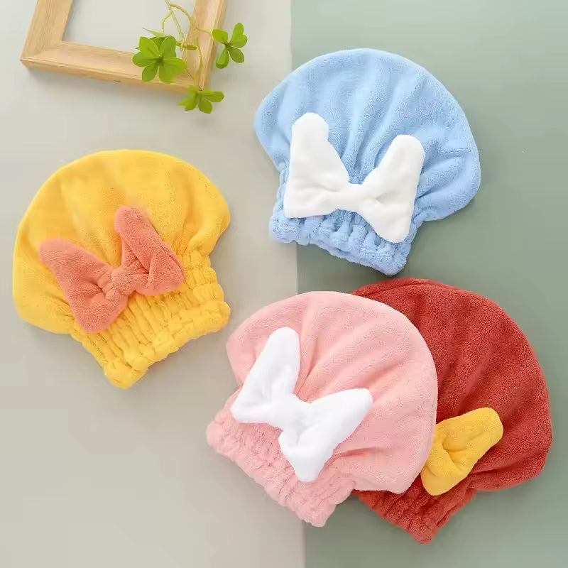 QUICK DRY SHOWER CAP WITH STYLISH BOW KNOT