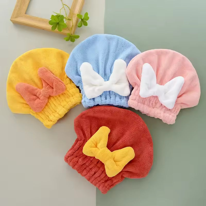 QUICK DRY SHOWER CAP WITH STYLISH BOW KNOT