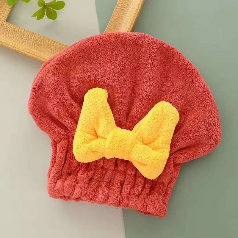 QUICK DRY SHOWER CAP WITH STYLISH BOW KNOT