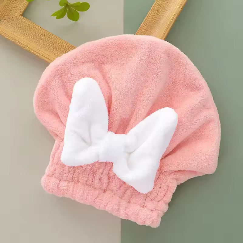 QUICK DRY SHOWER CAP WITH STYLISH BOW KNOT
