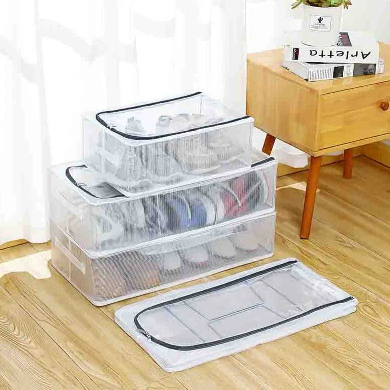 FOLDABLE UNDER BED SHOE STORAGE ORGANIZER WITH DUSTPROOF COVER
