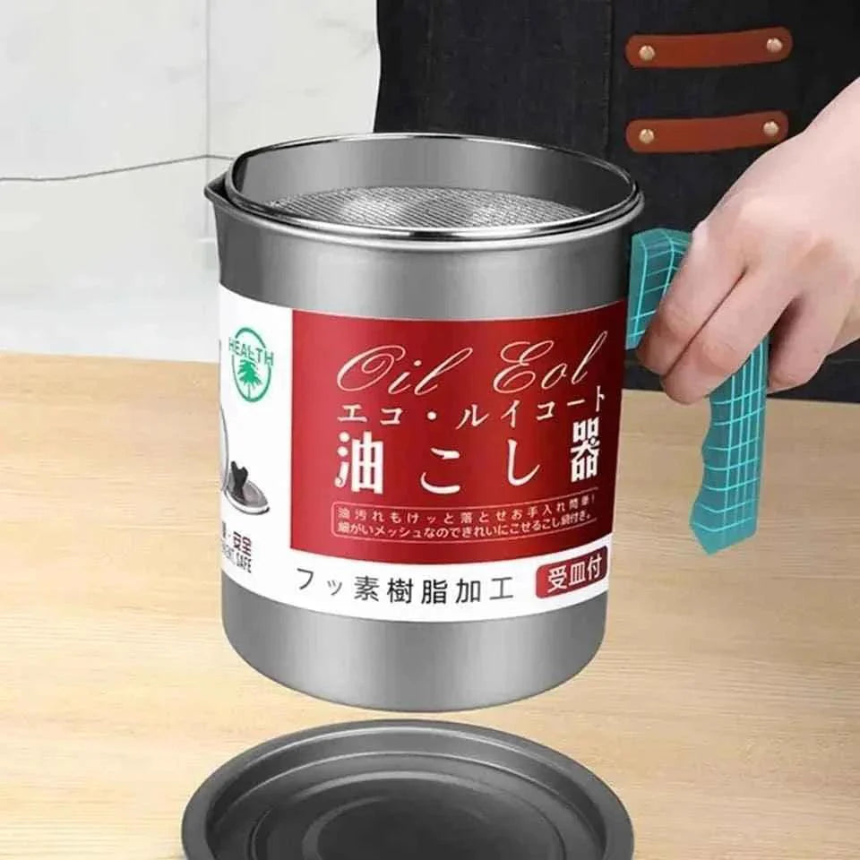 STAINLESS STEEL COOKING OIL FILTER POT WITH 1.4 LITER CAPACITY