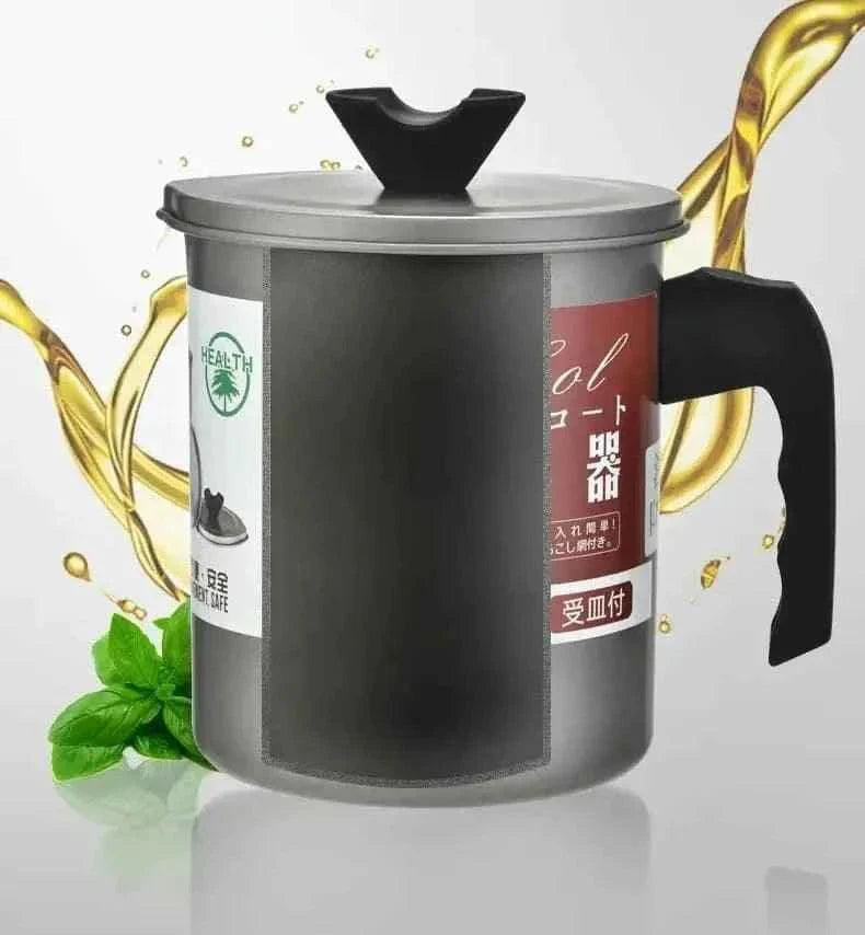 STAINLESS STEEL COOKING OIL FILTER POT WITH 1.4 LITER CAPACITY