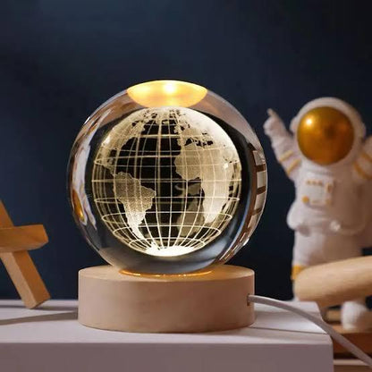 PRODESIRE™ 3D CRYSTAL GALAXY BALL NIGHT LAMP WITH WOODEN BASE