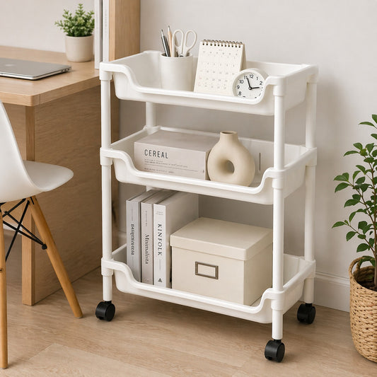 PRODESIRE™ 3-LAYERS MULTIFUNCTIONAL PLASTIC STORAGE RACK ON WHEELS
