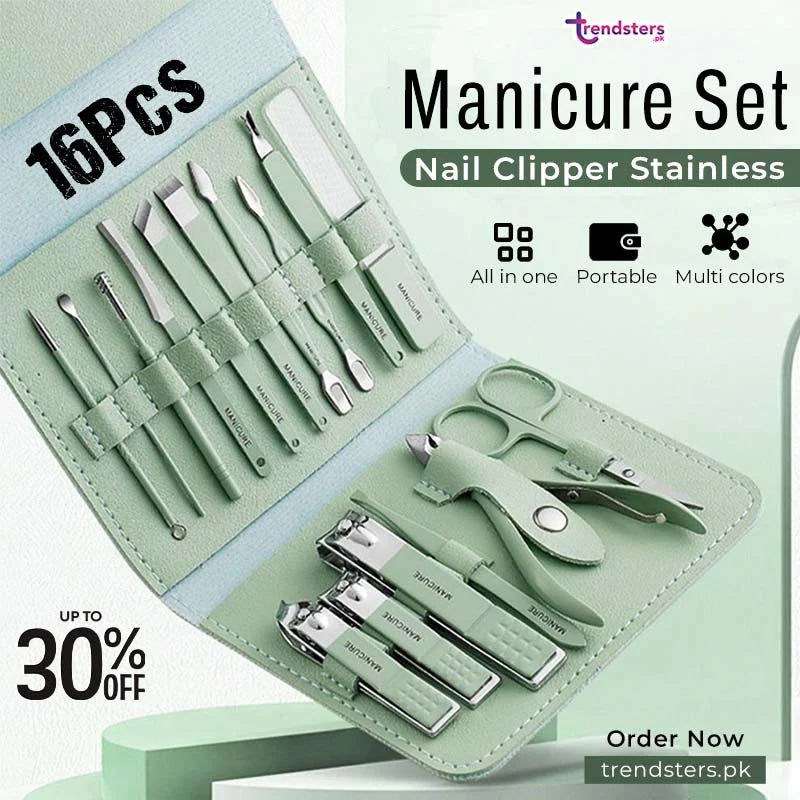 PRODESIRE™ 16 PCS STAINLESS STEEL MANICURE & PEDICURE SET (IMPORTED)