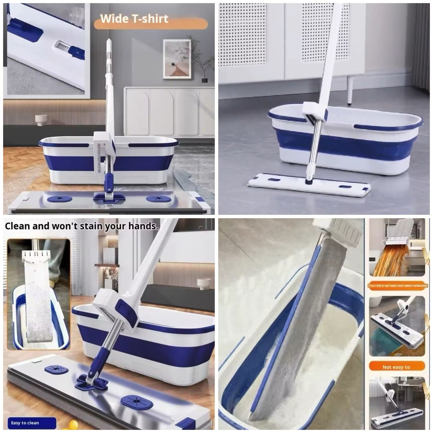 PRODESIRE™ PREMIUM FLAT MOP WITH FOLDING SILICONE BUCKET (IMPORTED)