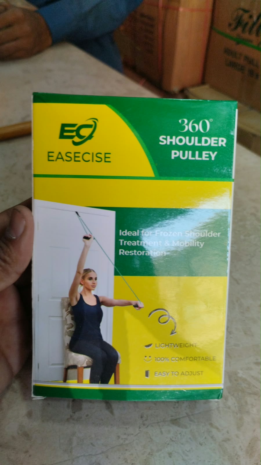 Original supplied photo of Easecise 360 degree Shoulder Pulley retail packaging