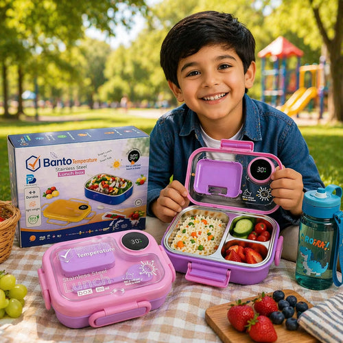 PRODESIRE™ STAINLESS STEEL BANTO LUNCH BOX WITH SPOON & SAUCE DIP