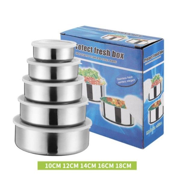 PRODESIRE™ 5-PIECE STAINLESS STEEL MIXING BOWLS SET WITH SECURE LIDS