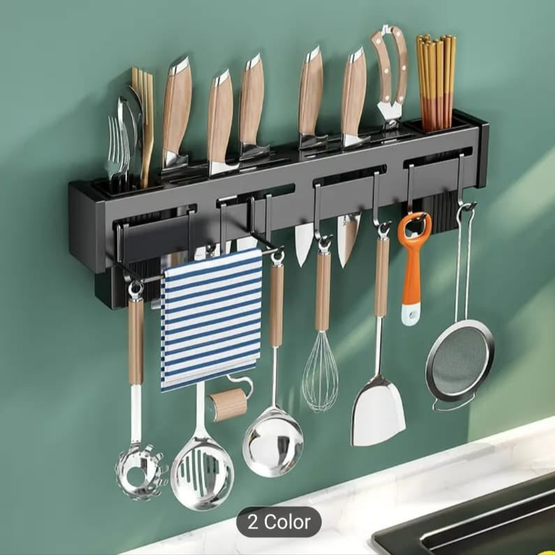 STAINLESS STEEL WALL MOUNTED KNIFE AND UTENSIL HOLDER