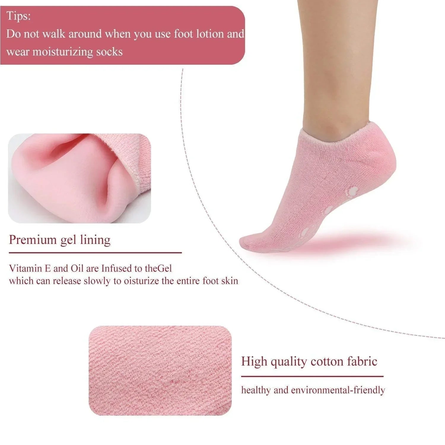 CRACK HEALS SILICONE MOISTURIZING GEL SOCKS (IMPORTED)