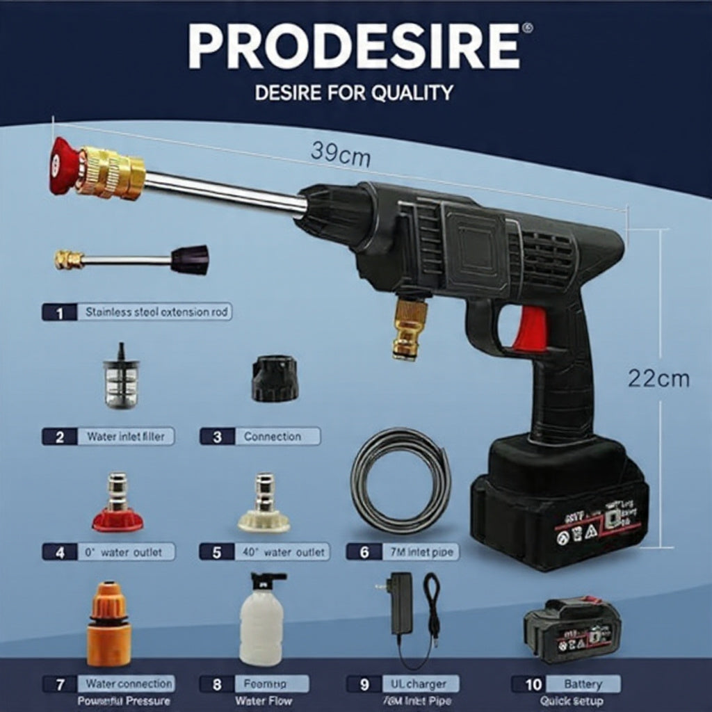 PRODESIRE™ POWERFUL HIGH PRESSURE WIRELESS CAR WASHER GUN 48V