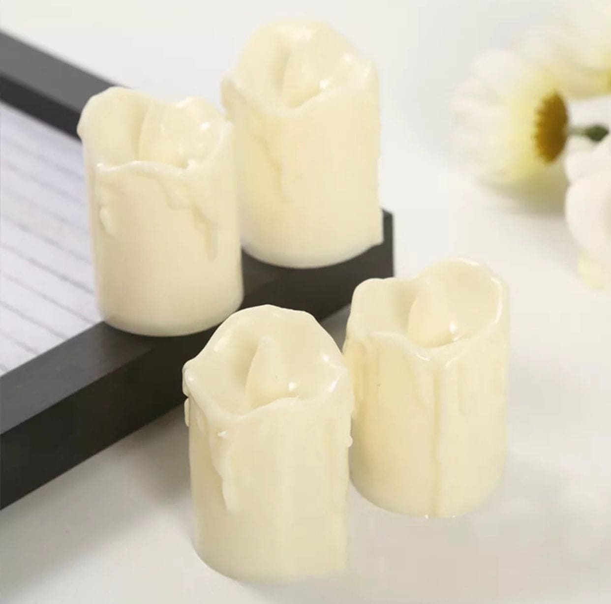 SET OF 3 SAFE FLAMELESS LED TEA LIGHTS WITH WARM GLOW