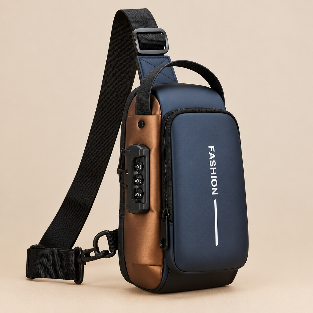 Chest bag angled side view with lock