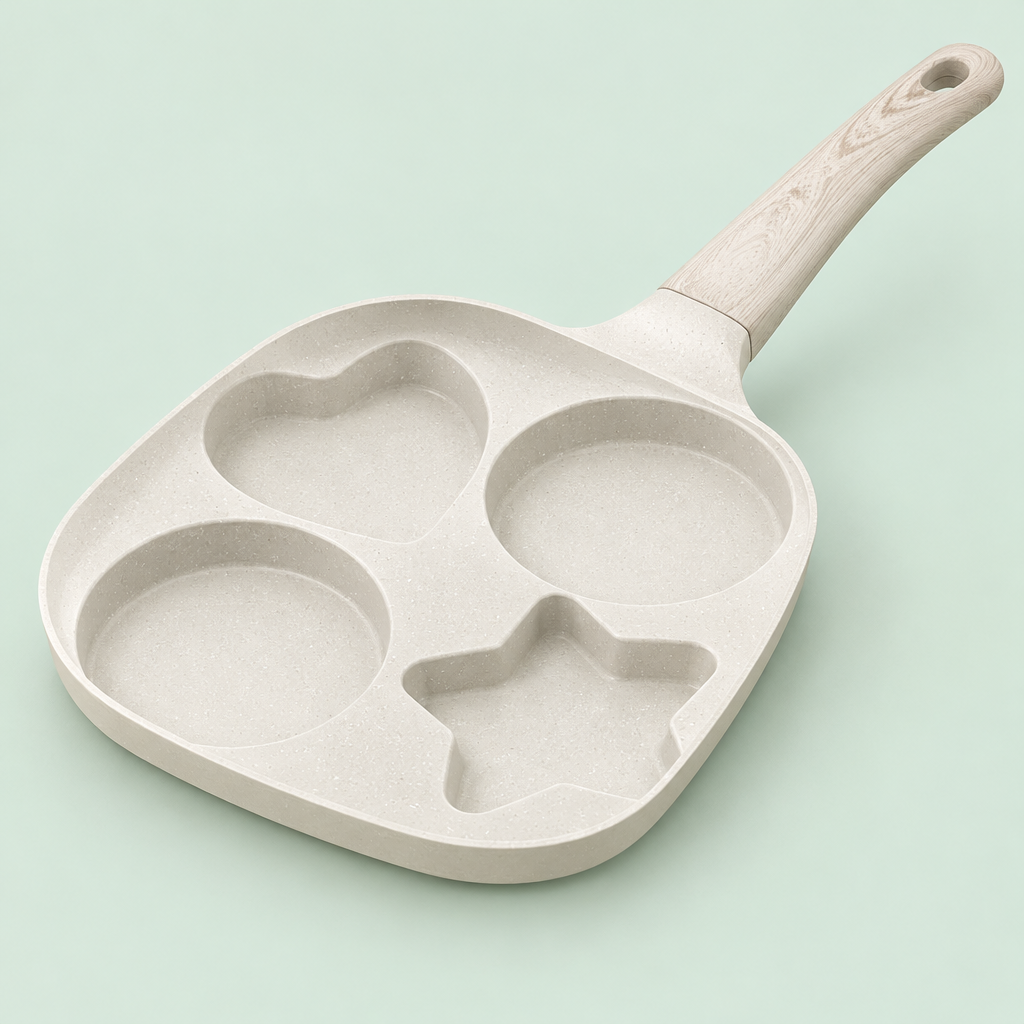 Cream breakfast pan angled view, colour example
