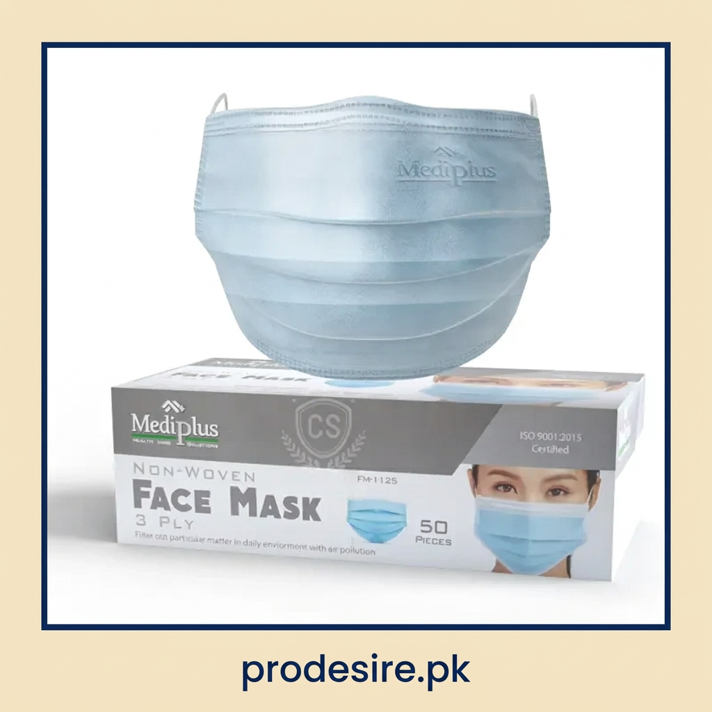 Mediplus mask and box with prodesire.pk branding