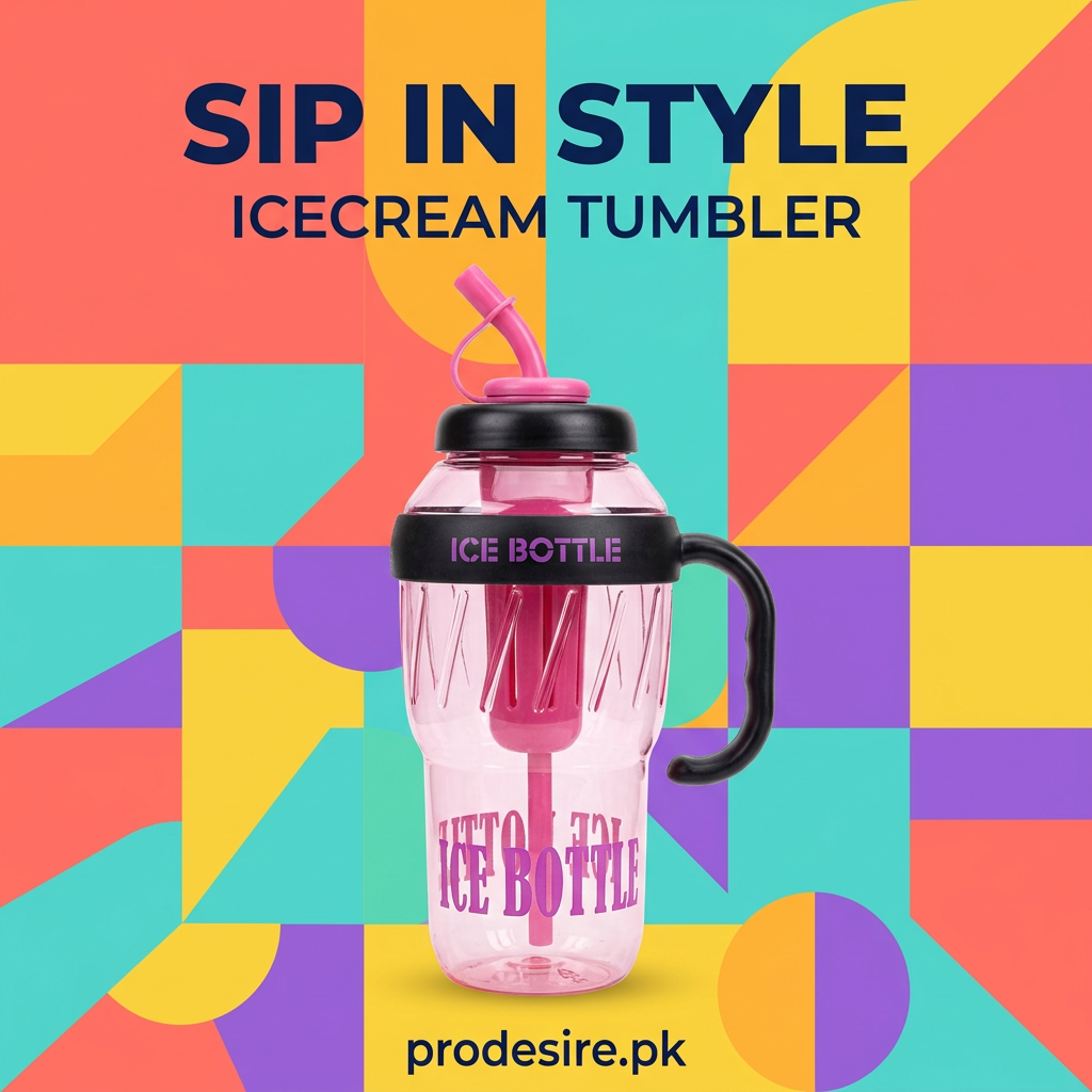 pink icecream tumbler side-view colourful poster