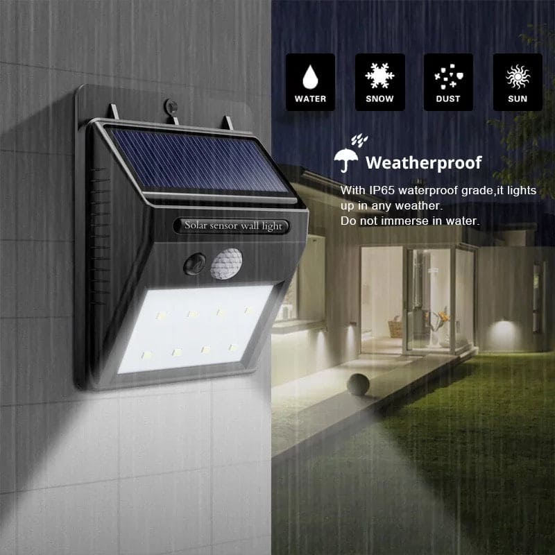 WATERPROOF SOLAR POWERED MOTION SENSOR WALL LIGHT