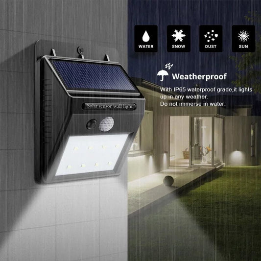 WATERPROOF SOLAR POWERED MOTION SENSOR WALL LIGHT