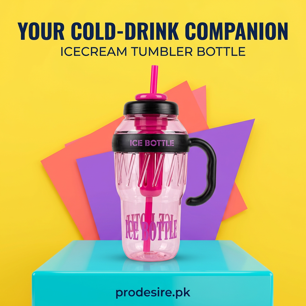 pink icecream tumbler colourful desk lifestyle poster