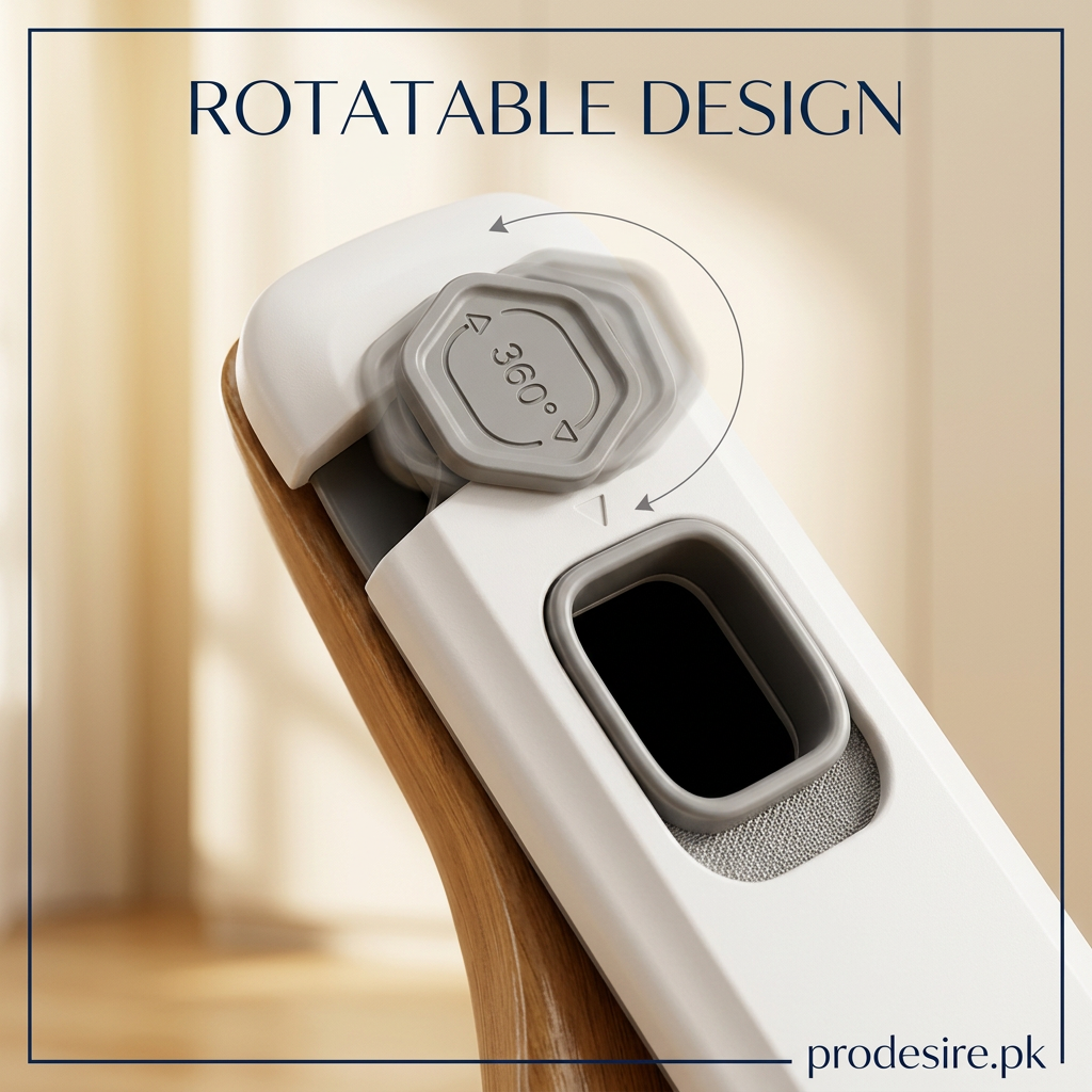 Close-up of grey rotatable latch on PRODESIRE wardrobe child safety lock