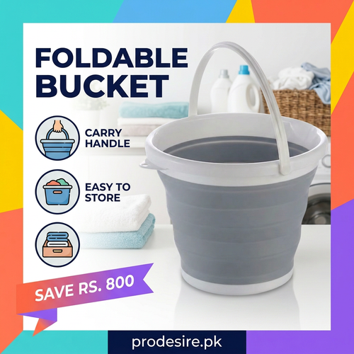 Foldable bucket carry handle colourful poster