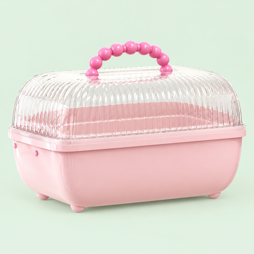 Pink organizer closed rear view