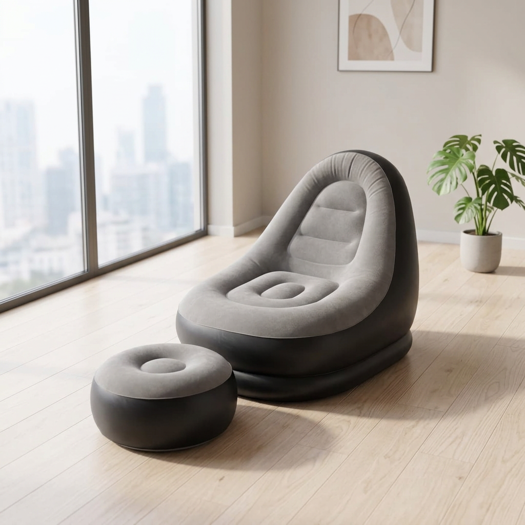 INFLATABLE SOFA WITH FOOT REST & ELECTRIC PUMP
