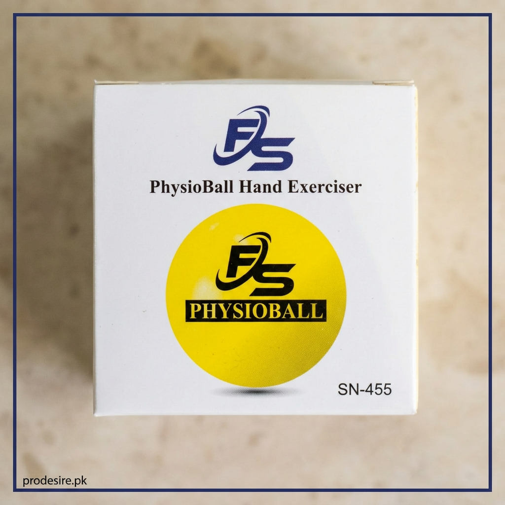 Close-up of PhysioBall Hand Exerciser box showing SN-455 packaging reference