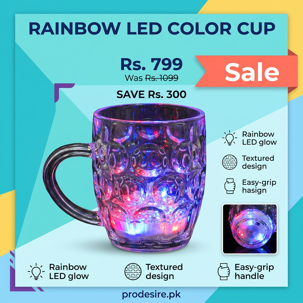 Rainbow LED color cup sale poster