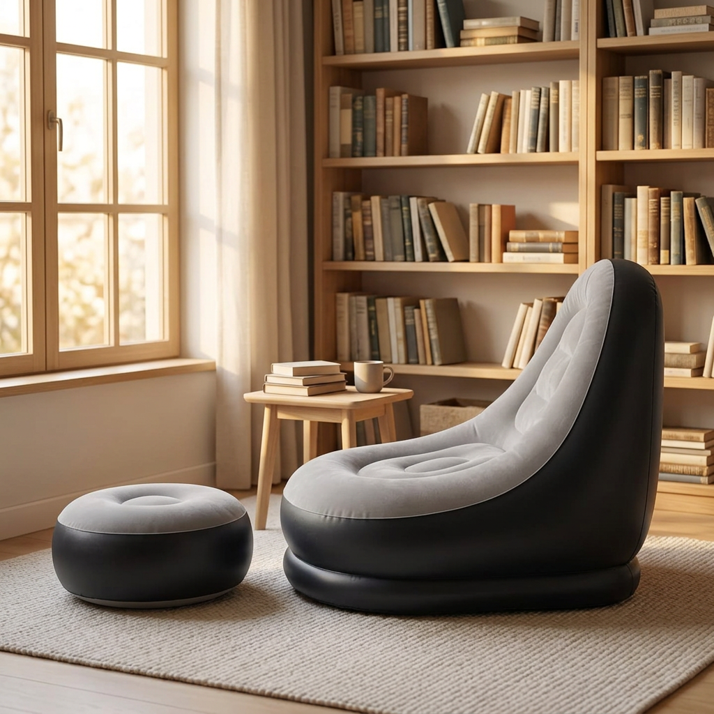 INFLATABLE SOFA WITH FOOT REST & ELECTRIC PUMP