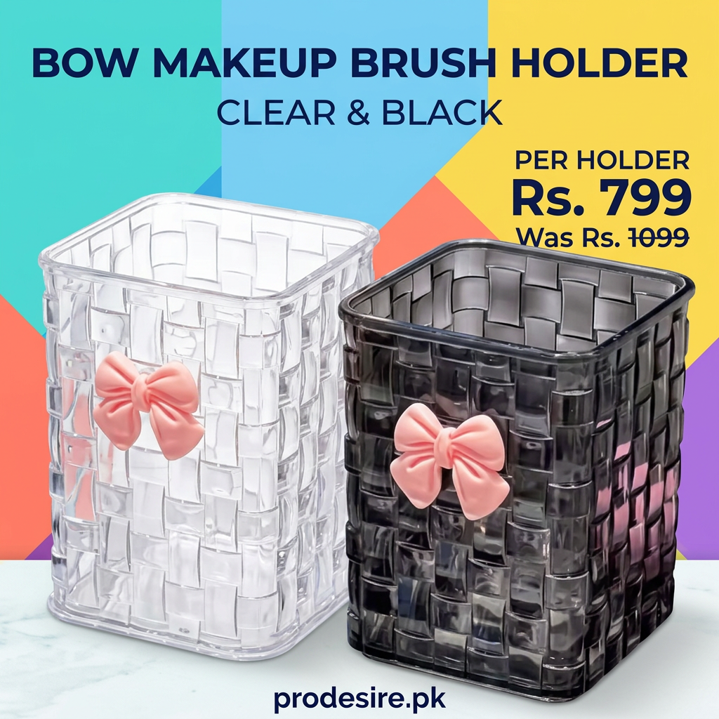 Bow design makeup brush holders in clear and black