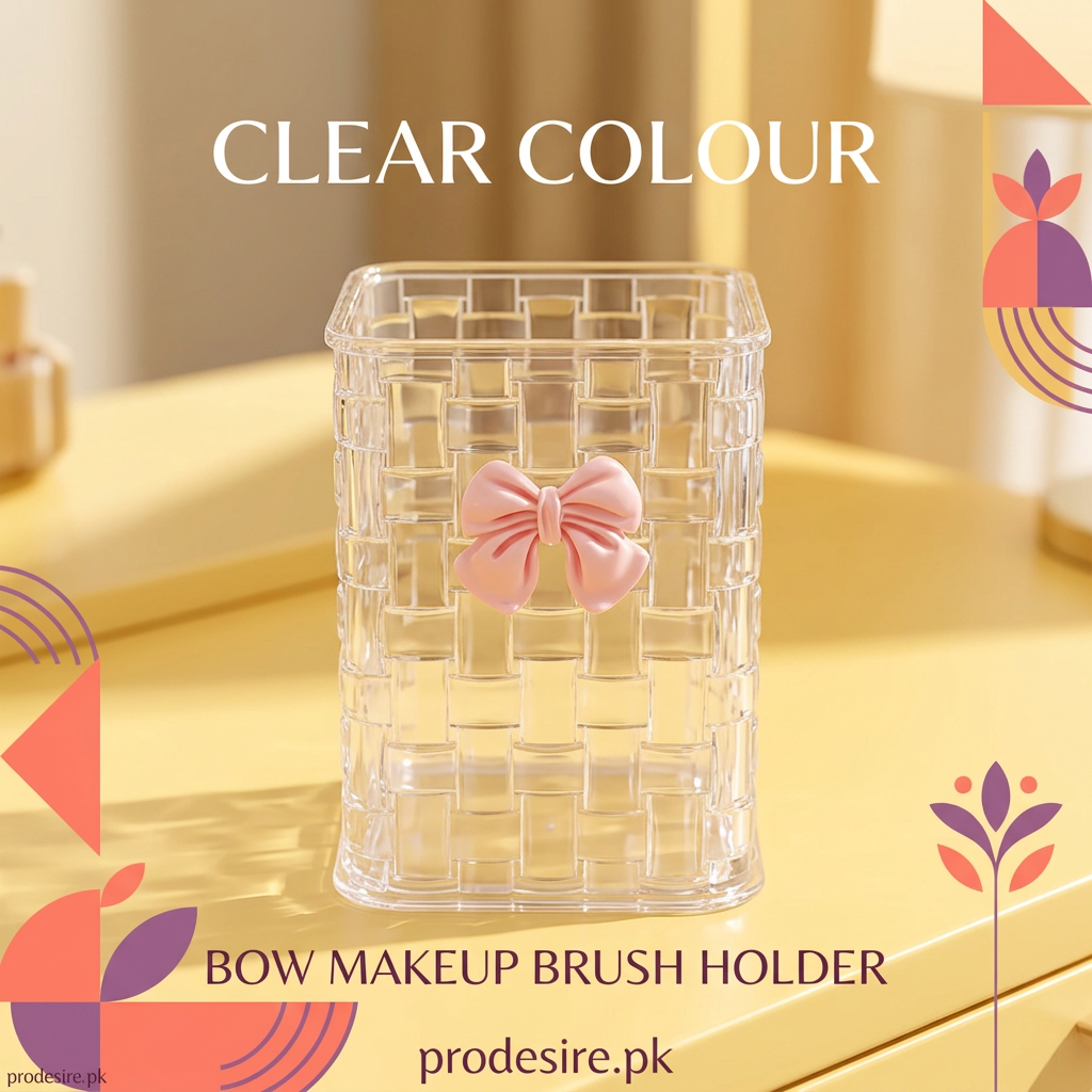 Clear bow design makeup brush holder