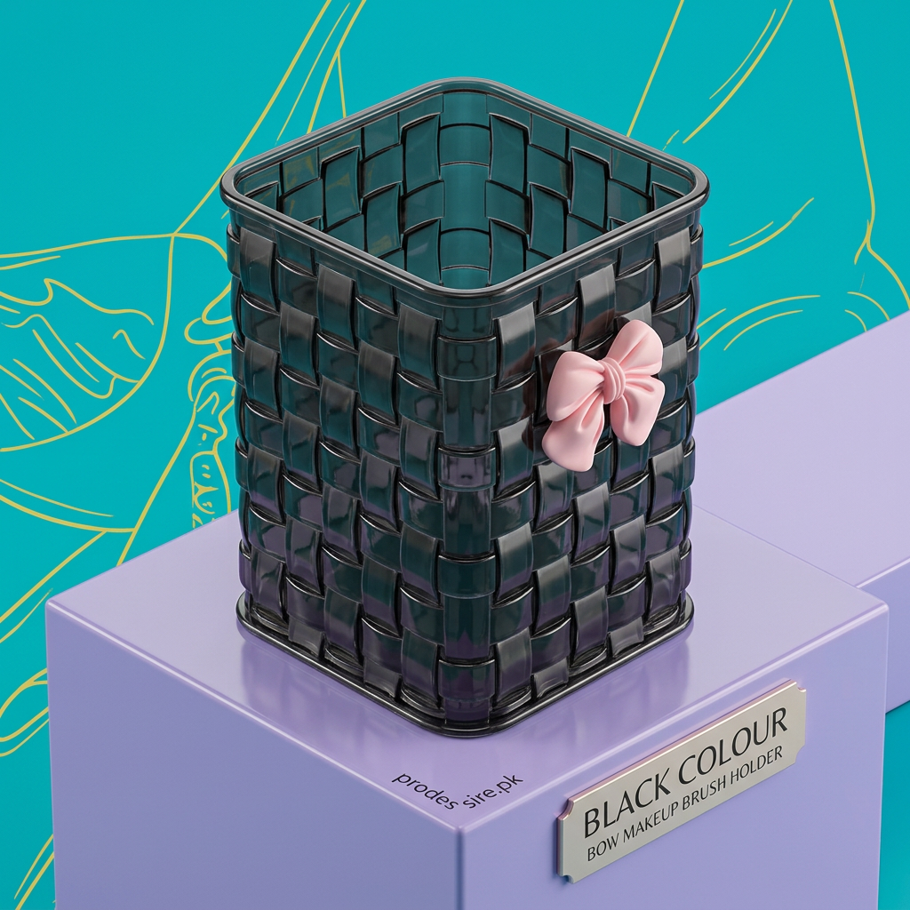 Black bow design makeup brush holder