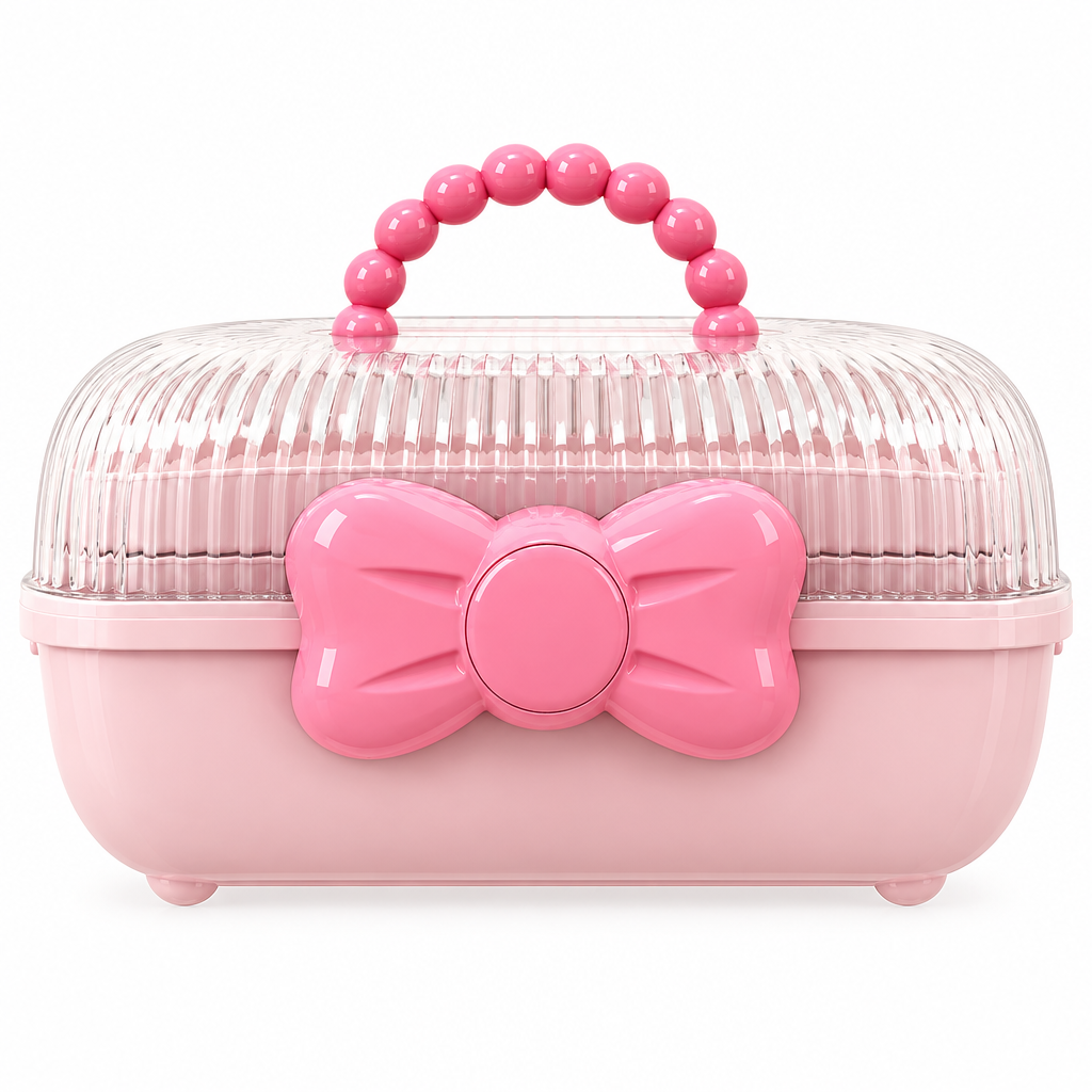 Empty pink organizer closed front view